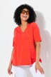 T-shirt, materiaalmix, A-lijn, V-hals, korte mouw