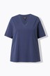 T-shirt, materiaalmix, A-lijn, V-hals, korte mouw