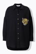 Mousseline blouse, oversized, zakje met luipaard-patch