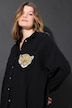 Mousseline blouse, oversized, zakje met luipaard-patch