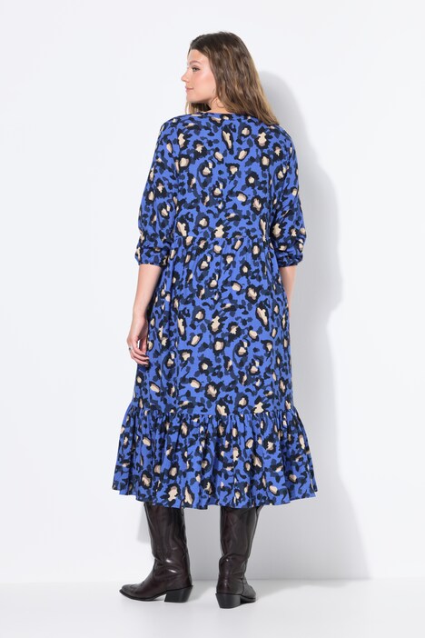 A-line muslin colorful leopard pattern maxi dress
