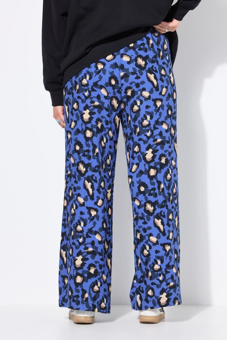 Broek, wijde pijpen, mousseline, color leo