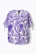 Blouse, Paisley, V-hals, sierplooi, korte mouw