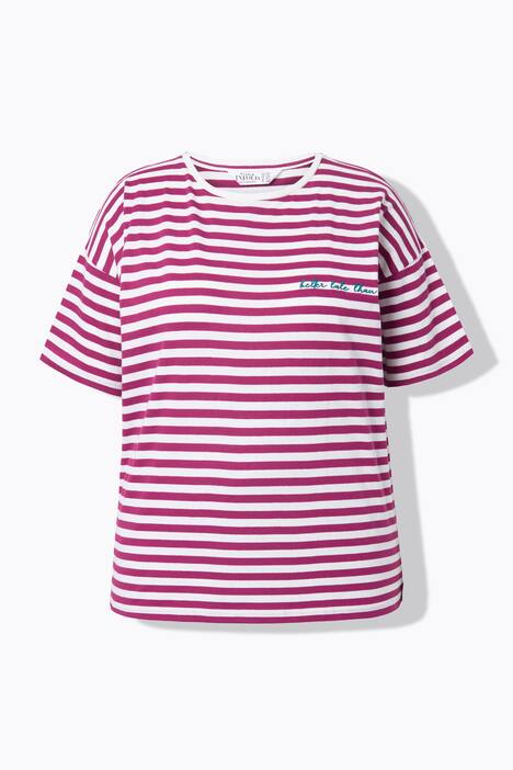 T-shirt, oversized, strepen, borduursel