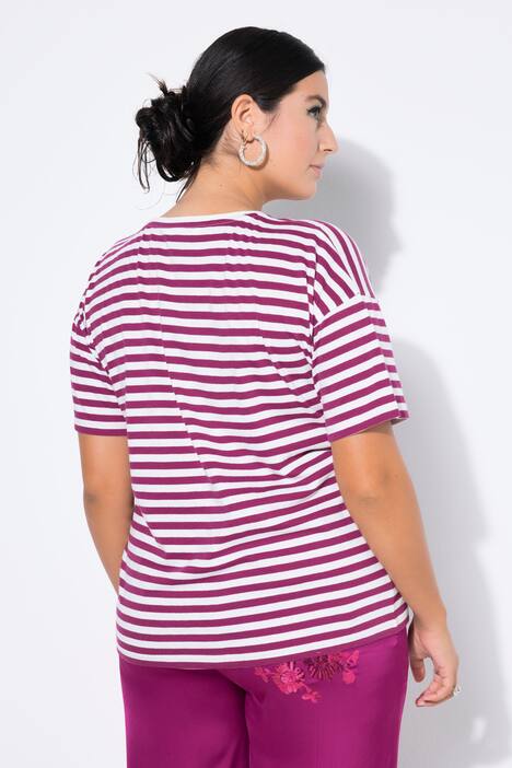 T-shirt, oversized, strepen, borduursel