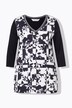 Skjortebluse, A-form, satin med mønster, jerseyryg