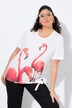 Camiseta, flamenco, piedrecitas decorativas, cuello redondo, media manga