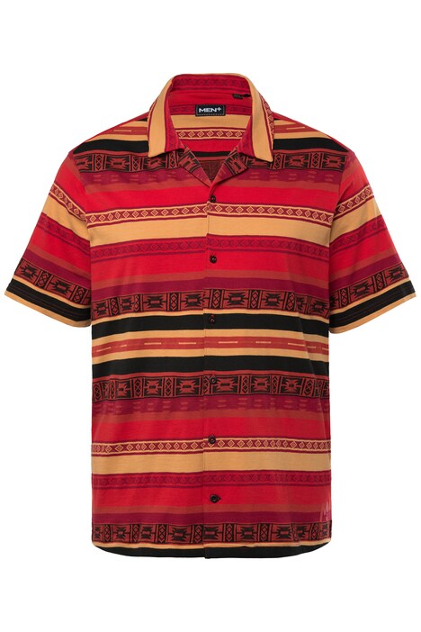 Žerzejová košile Men+, krátké rukávy, Cuba límeček, plošný potisk, Cuba střih, do 8XL