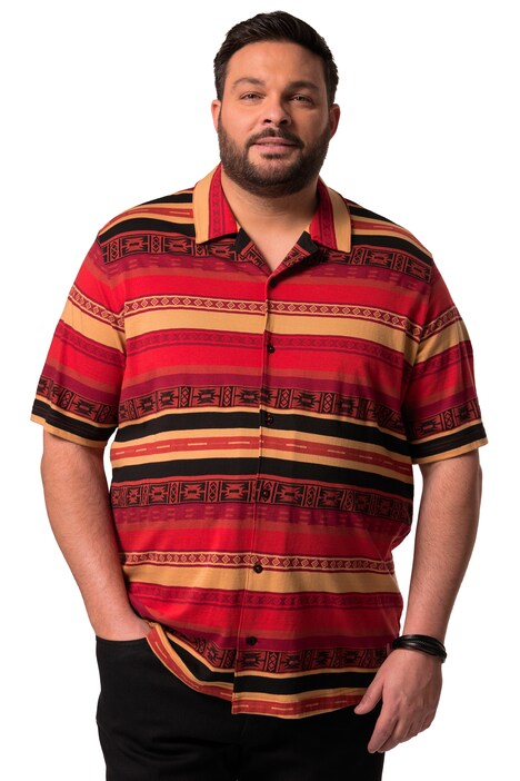 Žerzejová košile Men+, krátké rukávy, Cuba límeček, plošný potisk, Cuba střih, do 8XL