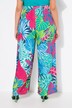 Pantalon, imprimé feuilles et fleurs. Jambe large, taille élastique
