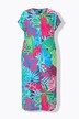 Vestido midi, hojas, oversize, cuello redondo, sin mangas