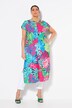 Vestido midi, hojas, oversize, cuello redondo, sin mangas