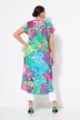 Vestido midi, hojas, oversize, cuello redondo, sin mangas