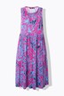 Midi-jurk van jersey, bloemen, geplooide ronde hals, mouwloos