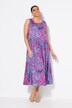 Midi-jurk van jersey, bloemen, geplooide ronde hals, mouwloos