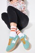 Leder-Sneaker, Veloursleder, Streifen, Weite H