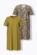 Bigshirts, set van 2, paisley, V-hals, korte mouw