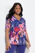 Watercolor Floral Short Sleeve V-Neck Slinky Blouse