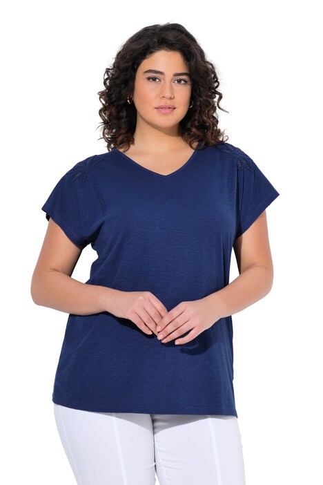 Tričko, palmy, oversize, výstřih do V, krátké rukávy