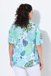 Gesmokte blouse, bladeren, A-lijn, ronde hals, halflange klokmouwen