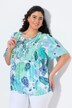 Gesmokte blouse, bladeren, A-lijn, ronde hals, halflange klokmouwen