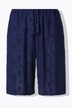 Shorts modello Mary in spugna con palme, taglio della gamba ampio e cintura elastica