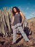 Pantalon Rose, imprimé, jambe large, taille élastique