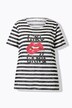 Camiseta, jersey con mezcla de rayas horizontales, motivo de labios