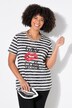 Camiseta, jersey con mezcla de rayas horizontales, motivo de labios