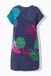 Tropical Leaf Chiffon Panel Cap Sleeve Dress