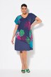 Tropical Leaf Chiffon Panel Cap Sleeve Dress