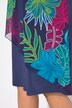 Tropical Leaf Chiffon Panel Cap Sleeve Dress