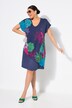 Tropical Leaf Chiffon Panel Cap Sleeve Dress