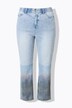 Jean Mom 5 poches, coupe Wide Legs, tissu imprimé sur le bas des jambes