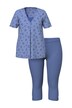Pyžamo, výstřih do V, krátké rukávy, capri kalhoty