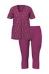 Pyžamo, výstřih do V, krátké rukávy, capri kalhoty
