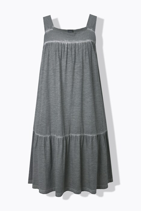 Robe en jersey, cold dyed, coupe évasée, col rond, sans manches