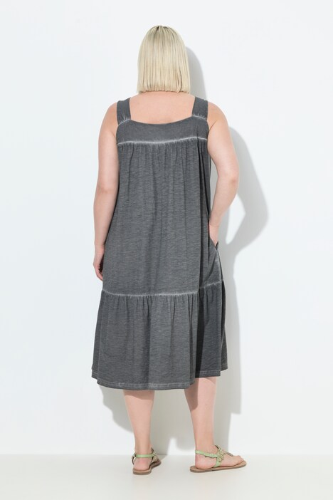 Robe en jersey, cold dyed, coupe évasée, col rond, sans manches