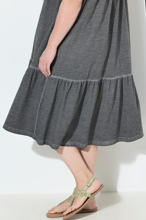 Robe en jersey, cold dyed, coupe évasée, col rond, sans manches