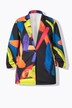 All-over print blazer with gathered 3/4 sleeves