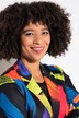 All-over print blazer with gathered 3/4 sleeves