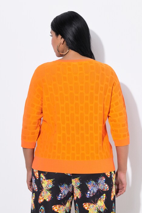 Textured 3/4 Sleeve Knit Blouse
