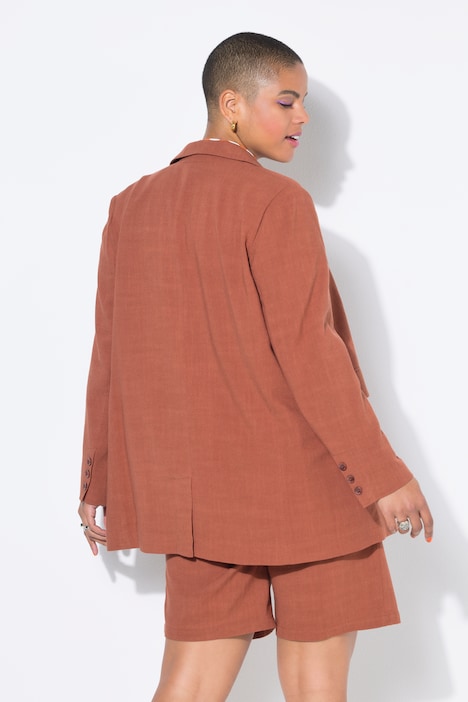 Linnenmix blazer, loose fit, dubbele rij knopen