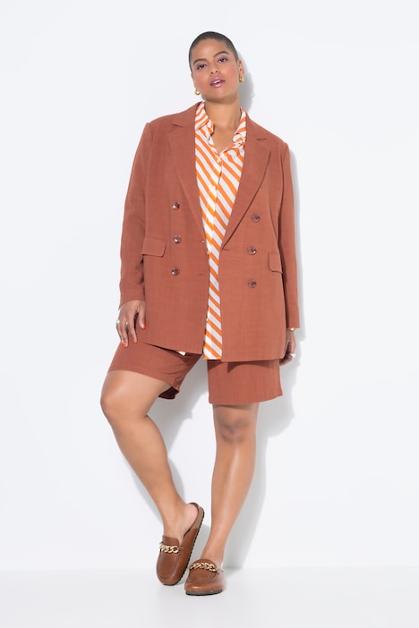 Linnenmix blazer, loose fit, dubbele rij knopen