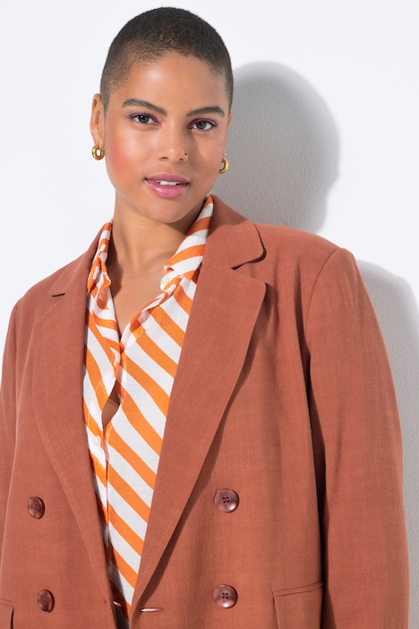 Linnenmix blazer, loose fit, dubbele rij knopen