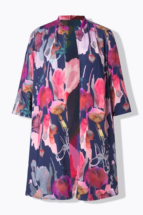 Veste réversible, veste ouverte, col montant, manches 3/4