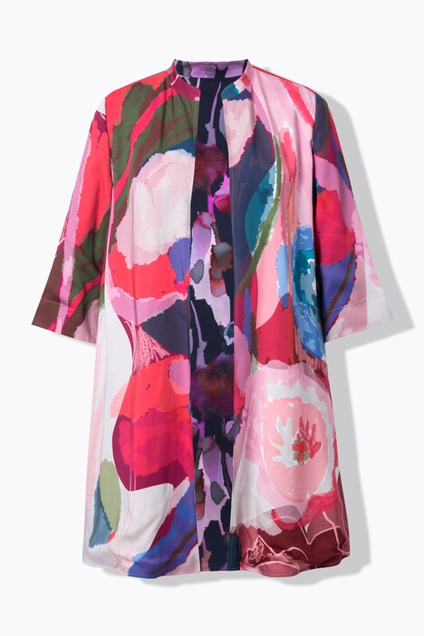 Veste réversible, veste ouverte, col montant, manches 3/4