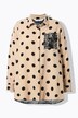 Bluse, oversized, musselin, mønstermix