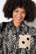 Bluse, oversized, musselin, mønstermix