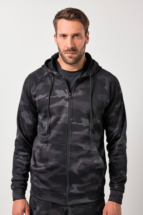 Veste de survêtement en molleton JAY-PI, avec capuche et motif camouflage, collection Fitness – jusqu'au 7 XL